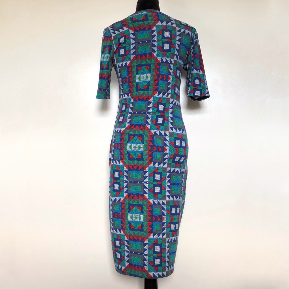 Lularoe Julia Dress Small Multicolor Geometric - Picture 3 of 6